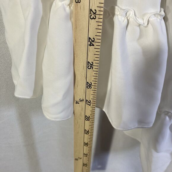 SHOW ME YOUR MUMU white one shoulder wide sleeve ruffled flounce hem top M - Picture 14 of 15